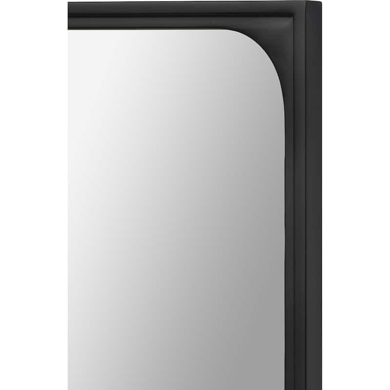 Porch & Den Bald Peak Black Powder-coated Basswood and Gesso Rectangular Framed Mirror