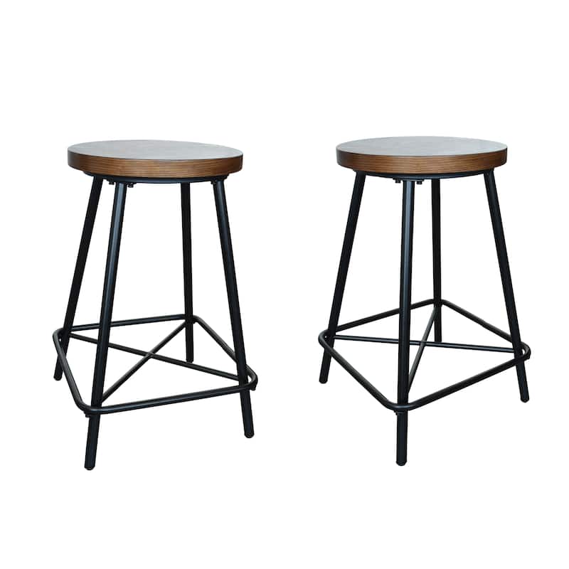 Thatcher Elm/ Black Stool (Set of 2) - Counter Height/Counter height/Bar Height - 24-inch counter height