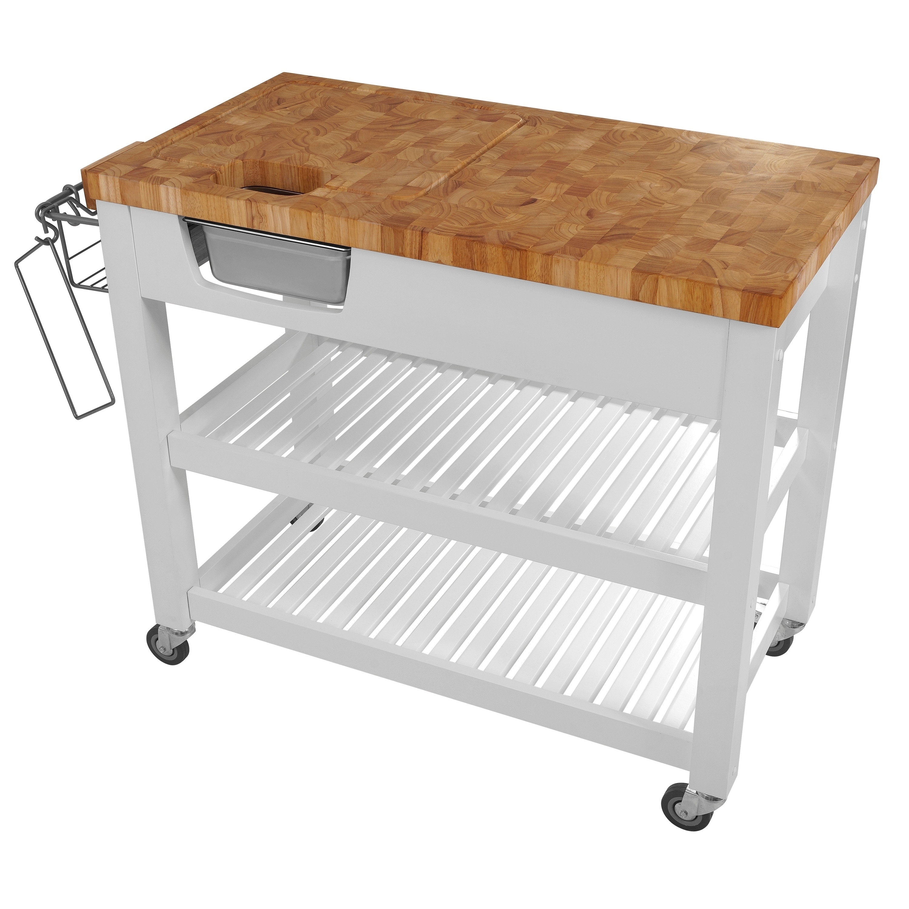 Shop Chris Chris Pro Chef White Wood Steel Kitchen Workstation