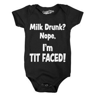 Baby Milk Drunk Nope Funny Infant Creeper Newborn Hilarious Bodysuit in Black