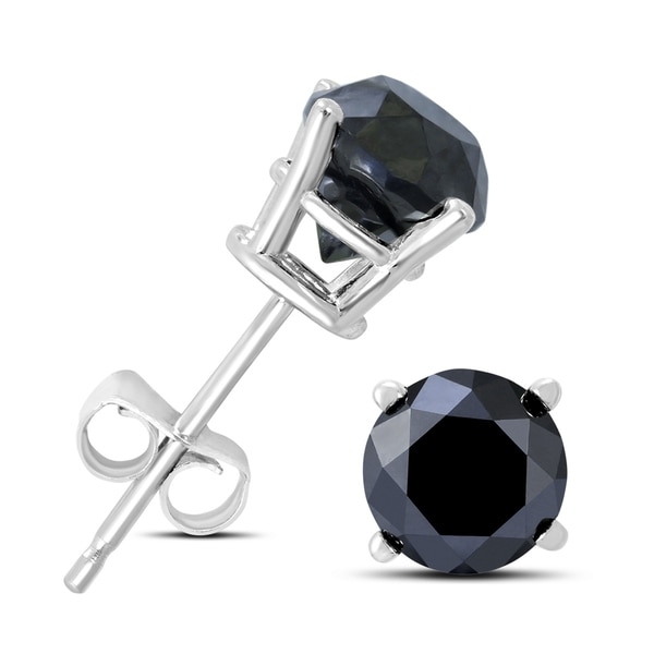 1 2 Carat Tw Round Black Diamond Solitaire Stud Earrings In 1 2 Carat Tw Round Black Diamond Solitaire Stud Earrings In 10k White Gold