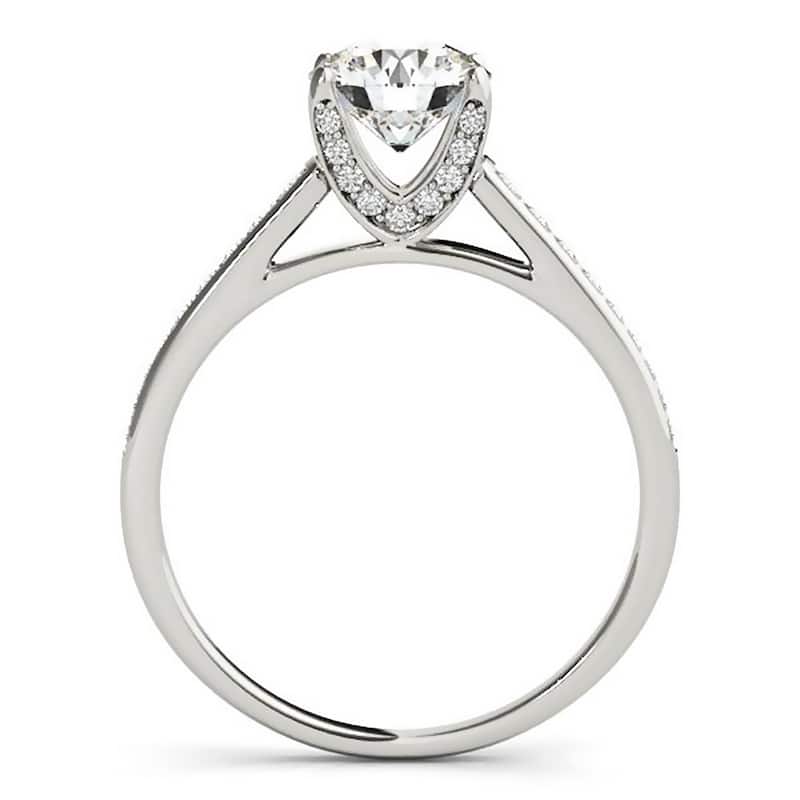 Auriya 1ct Round Moissanite and 1/3ctw Diamond Engagement Ring 14K Gold
