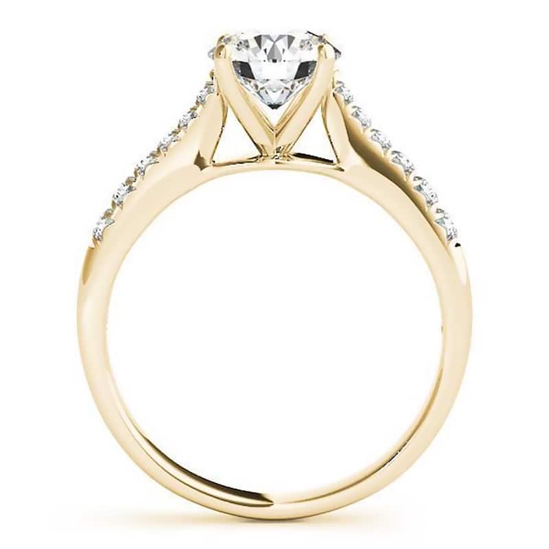 Auriya 14k Gold Classic 3ct Moissanite and Diamond Engagement Ring 1/5ctw