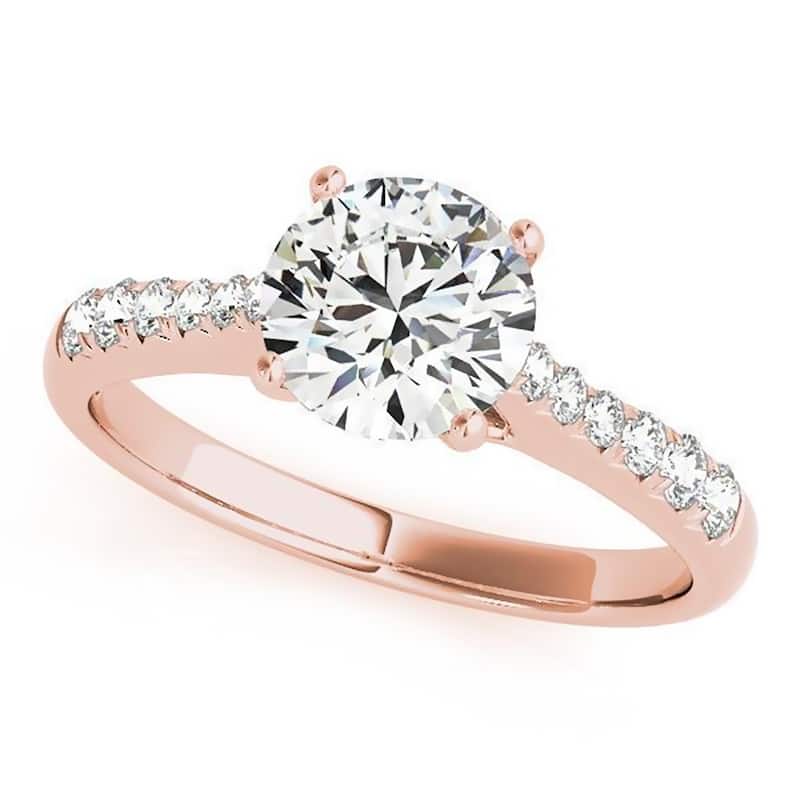Auriya 14k Gold Classic 3ct Moissanite and Diamond Engagement Ring 1/5ctw