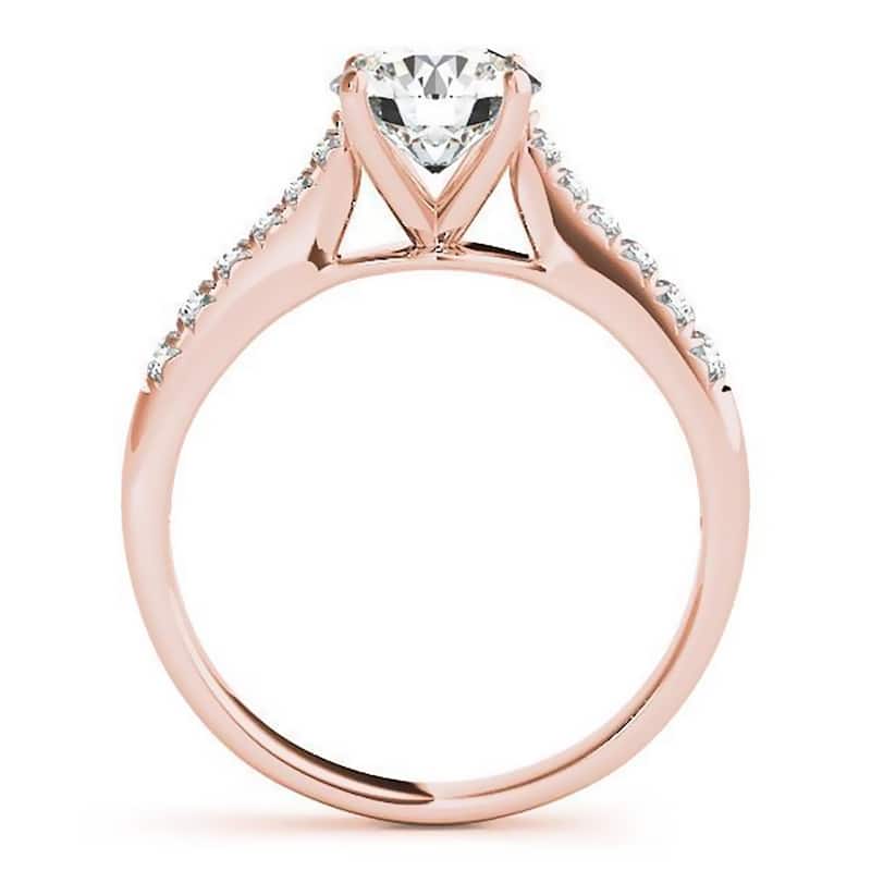 Auriya 14k Gold Classic 3ct Moissanite and Diamond Engagement Ring 1/5ctw