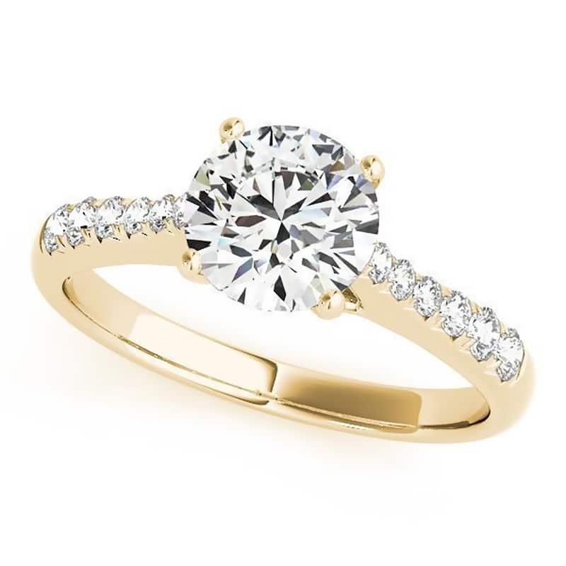 Auriya 14k Gold Classic 1ct Moissanite and Diamond Engagement Ring 1/5ctw