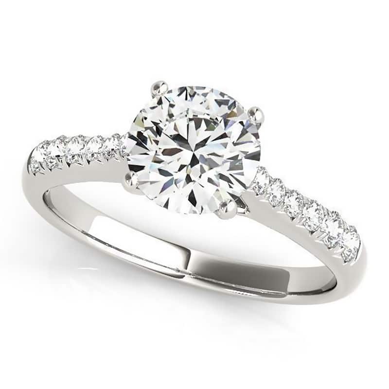 Auriya 14k Gold Classic 1ct Moissanite and Diamond Engagement Ring 1/5ctw
