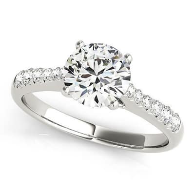 Auriya 14k Gold Classic 1ct Moissanite and Diamond Engagement Ring 1/5ctw