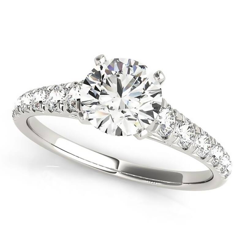 Auriya Classic 3/4ct Moissanite and Diamond Engagement Ring 1/3ctw 14K Gold