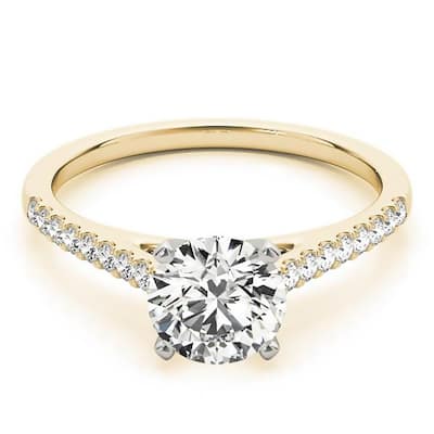 Auriya 14k Gold Classic 1/2ct Moissanite and Diamond Engagement Ring 1/6ctw