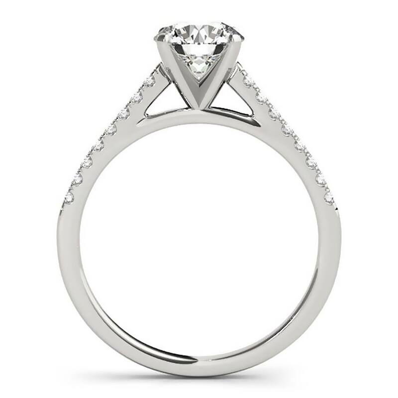 Auriya 14k Gold Classic 1/2ct Moissanite and Diamond Engagement Ring 1/6ctw