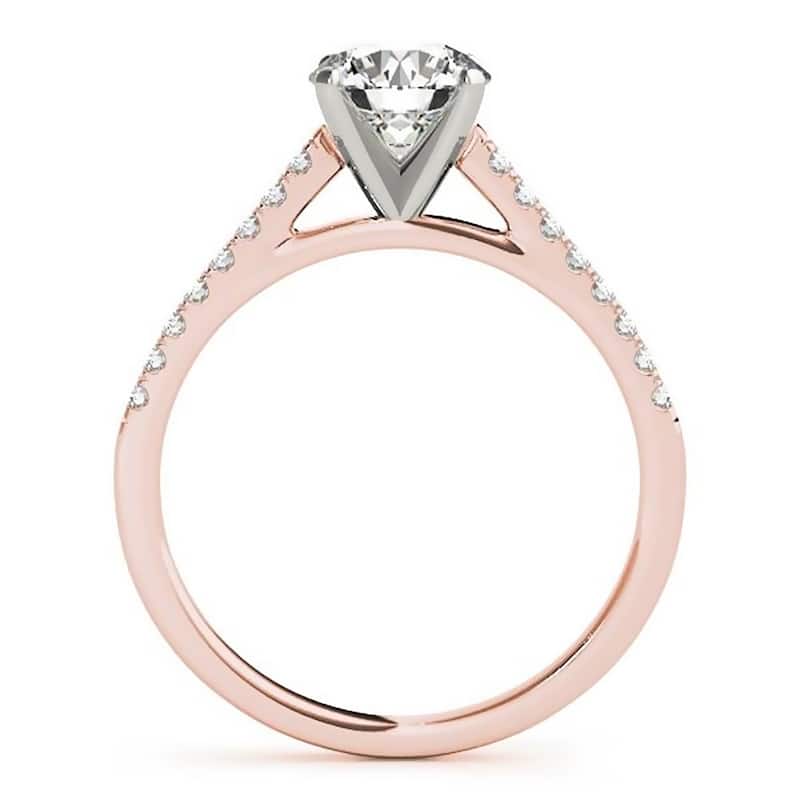 Auriya 14k Gold Classic 1/2ct Moissanite and Diamond Engagement Ring 1/6ctw