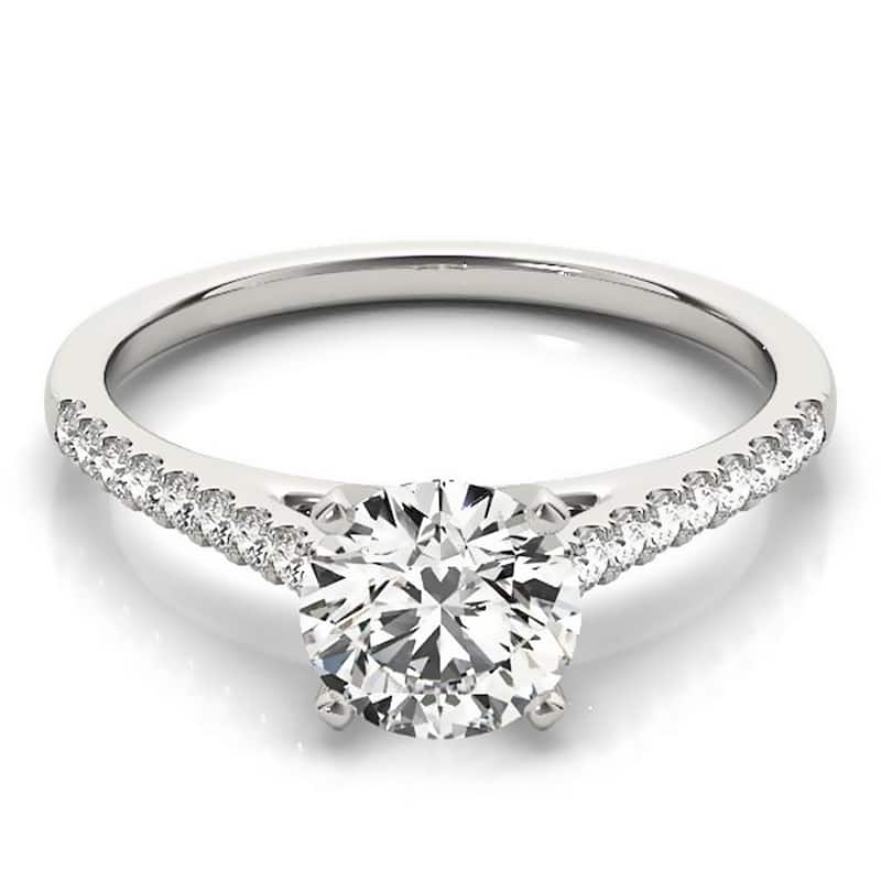 Auriya 14k Gold Classic 4ct Moissanite and Diamond Engagement Ring 1/6ctw