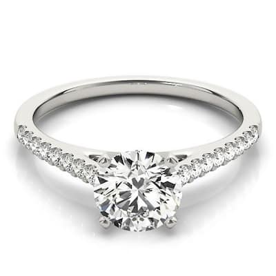 Auriya 14k Gold Classic 4ct Moissanite and Diamond Engagement Ring 1/6ctw