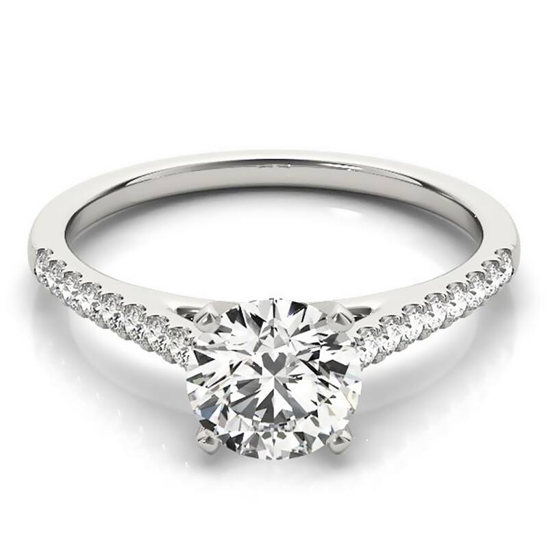 Auriya Classic 2ct Moissanite and Diamond Engagement Ring 1/6ctw 14K Gold