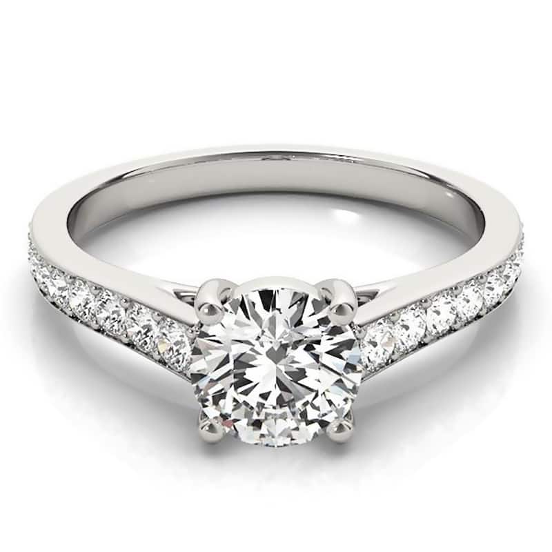 Auriya Round 3/4ct Moissanite and 1/3ctw Diamond Engagement Ring 14K Gold