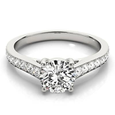 Auriya Round 3/4ct Moissanite and 1/3ctw Diamond Engagement Ring 14K Gold
