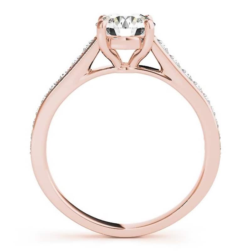 Auriya Round 3/4ct Moissanite and 1/3ctw Diamond Engagement Ring 14K Gold