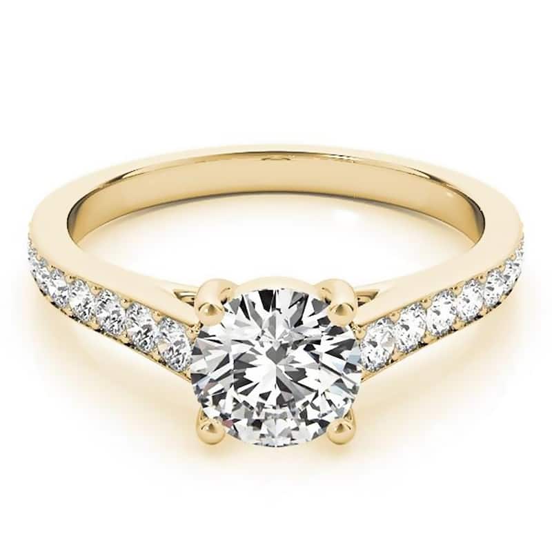 Auriya Round 3/4ct Moissanite and 1/3ctw Diamond Engagement Ring 14K Gold