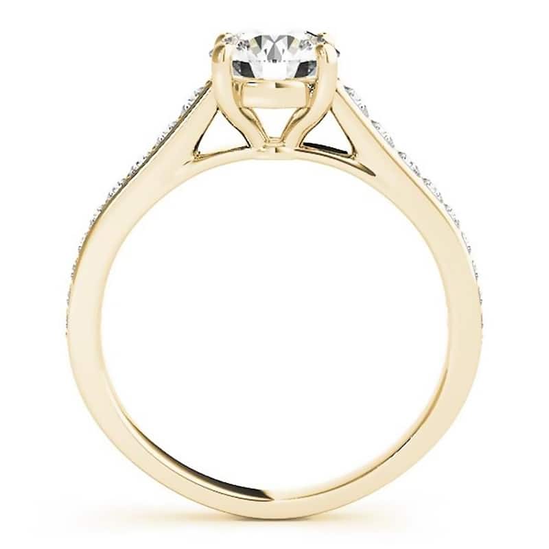 Auriya Round 3/4ct Moissanite and 1/3ctw Diamond Engagement Ring 14K Gold