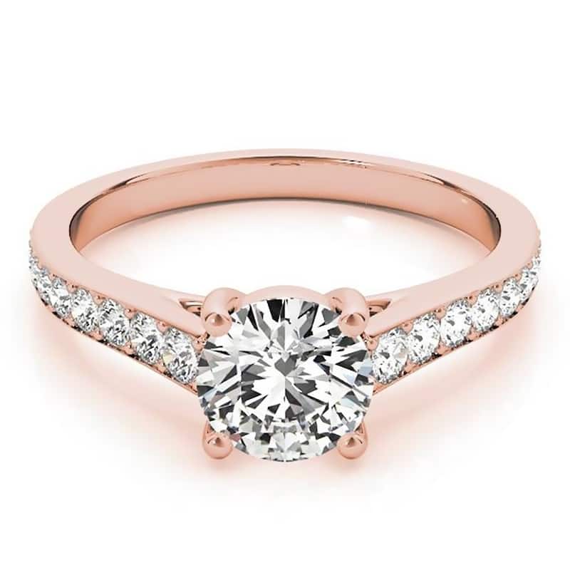 Auriya Round 3/4ct Moissanite and 1/3ctw Diamond Engagement Ring 14K Gold