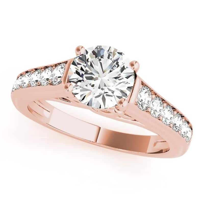 Auriya 14k Gold Modern 1 1/2ct Moissanite and Diamond Engagement Ring 3/8ctw