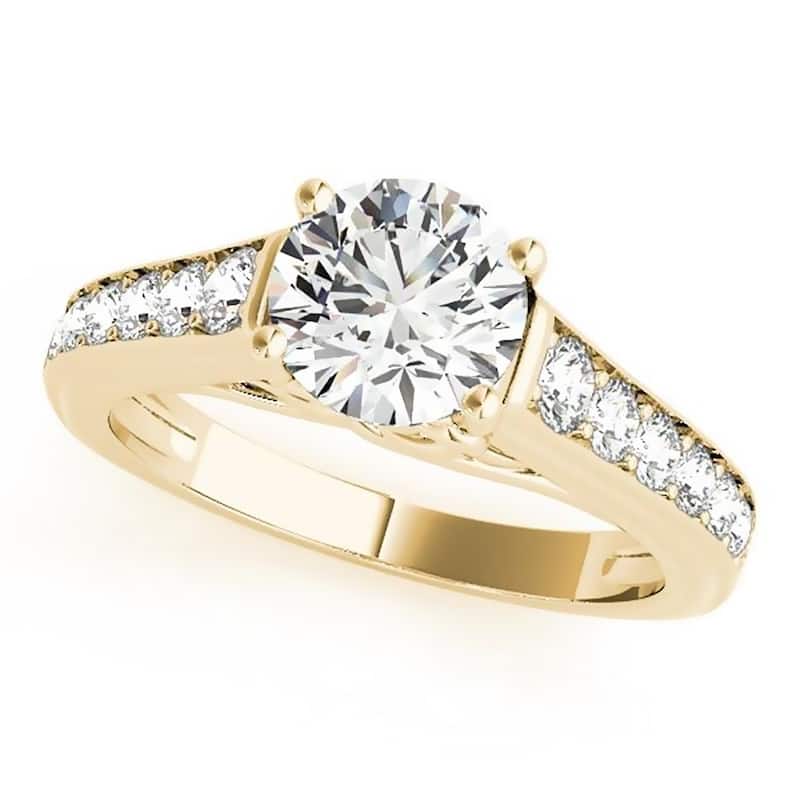 Auriya 14k Gold Modern 1 1/2ct Moissanite and Diamond Engagement Ring 3/8ctw