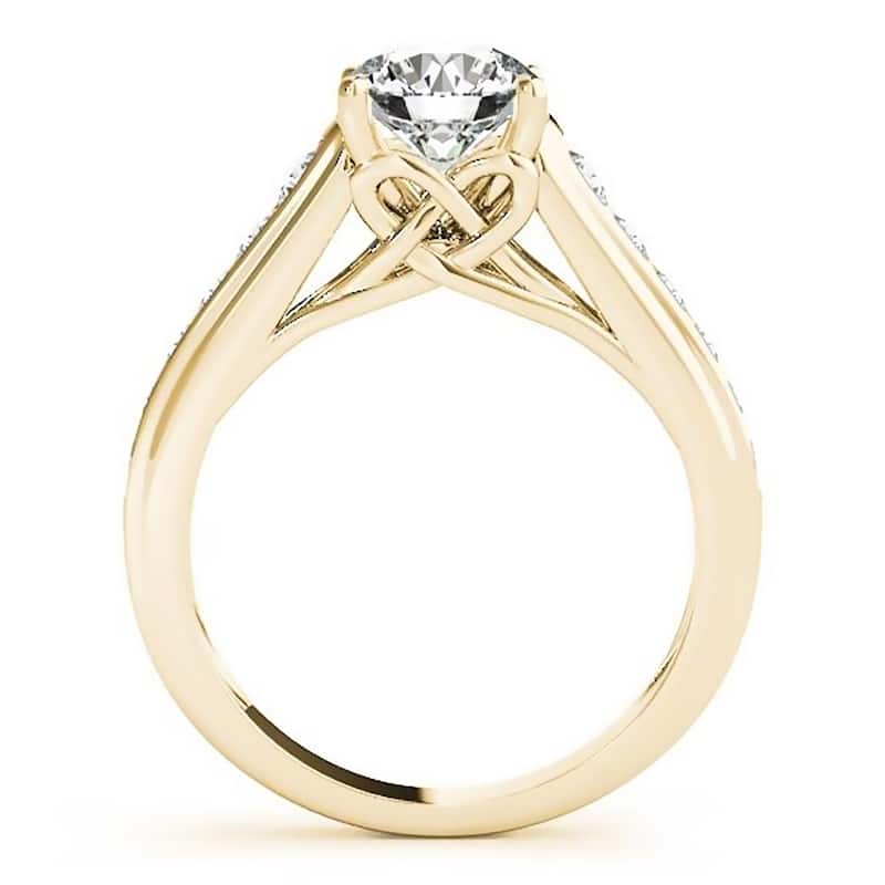 Auriya 14k Gold Modern 1 1/2ct Moissanite and Diamond Engagement Ring 3/8ctw