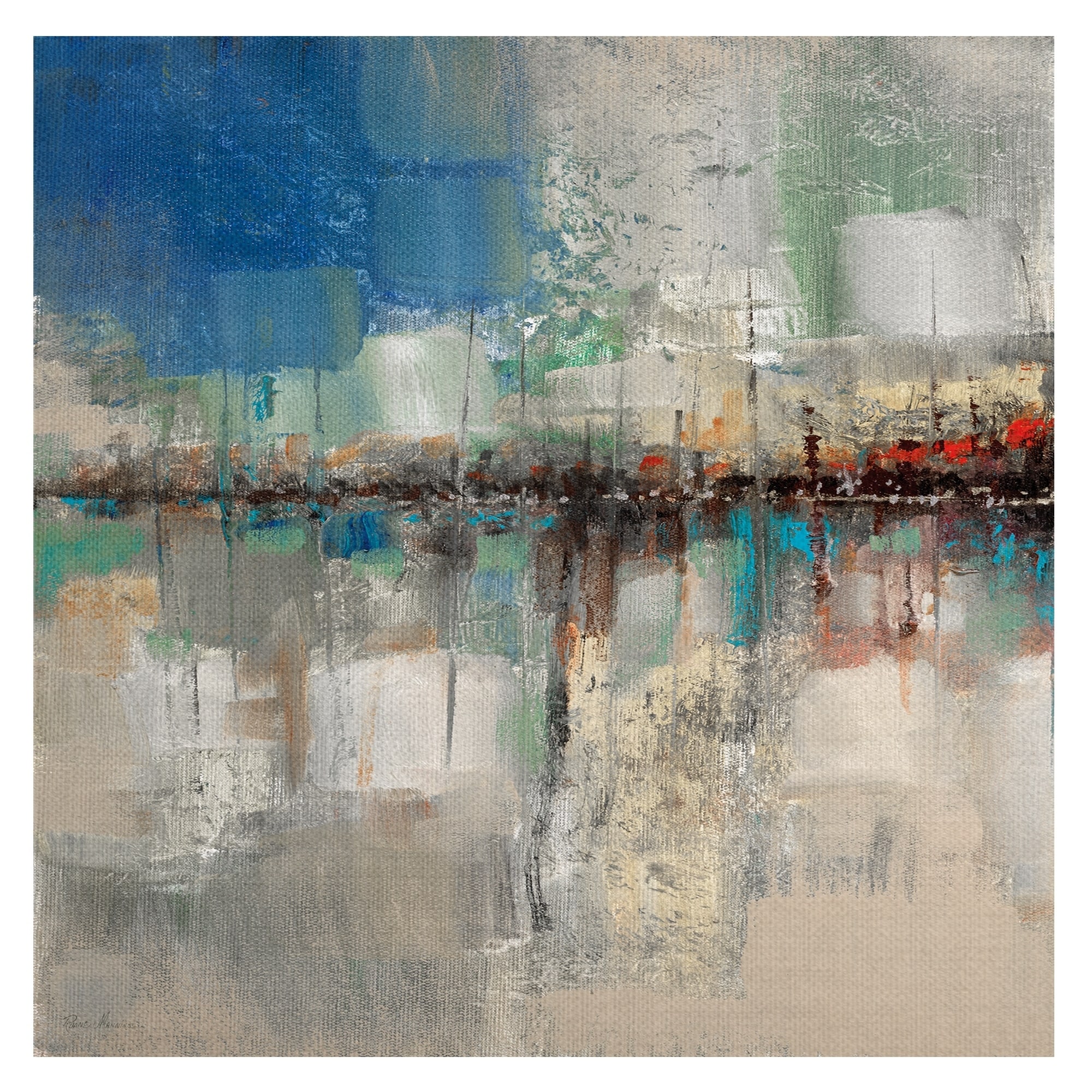Shoreline Reflection Abstract I by Ruane Manning Wrapped Canvas Painting Art Print