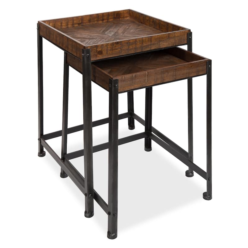 Kate and Laurel Marsh Wood and Metal Accent Table Set - Brown - Wood