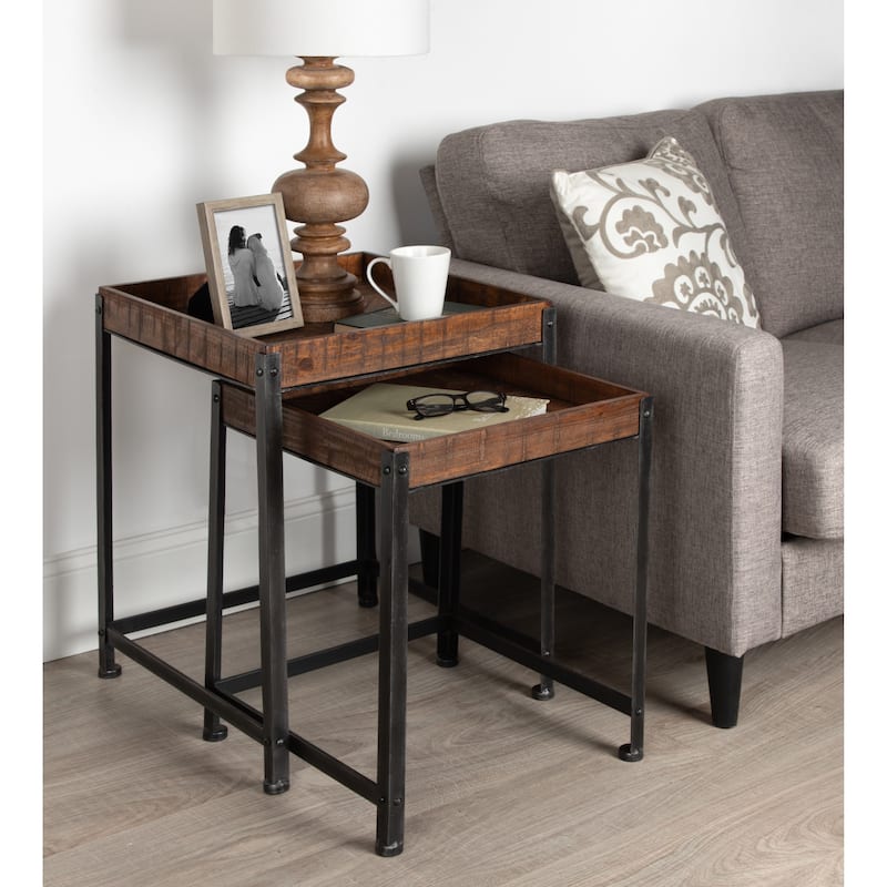 Kate and Laurel Marsh Wood and Metal Accent Table Set