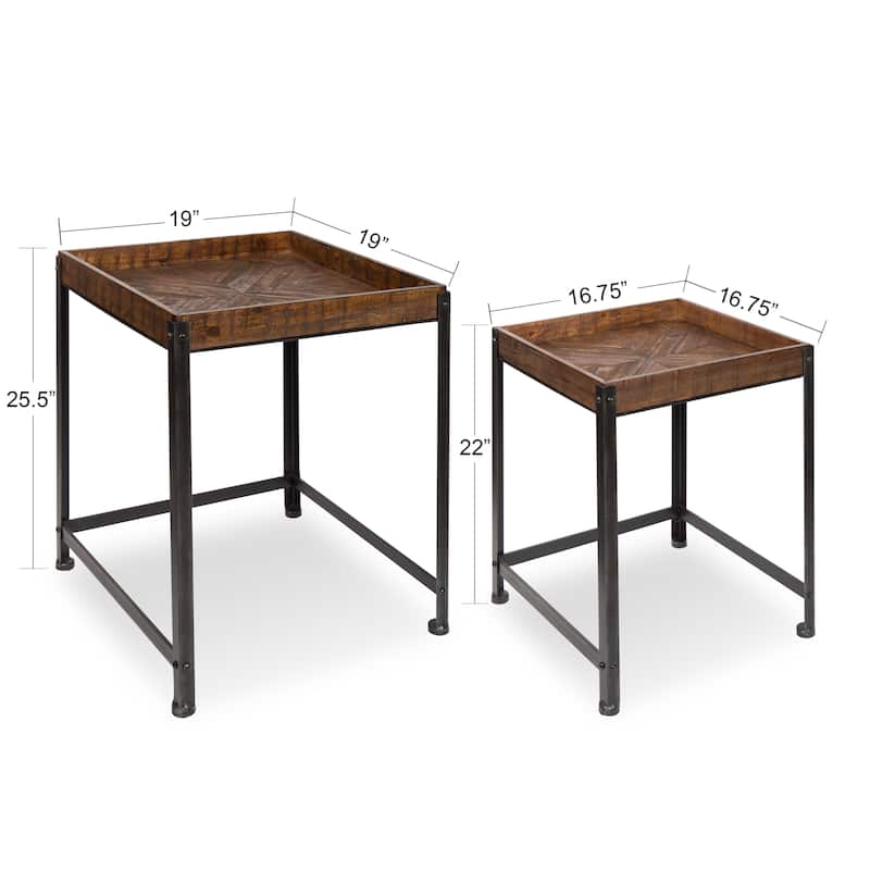 Kate and Laurel Marsh Wood and Metal Accent Table Set