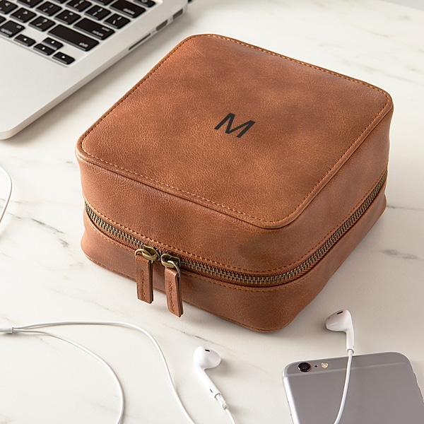 Personalized Brown Travel Tech Case. Opens flyout.