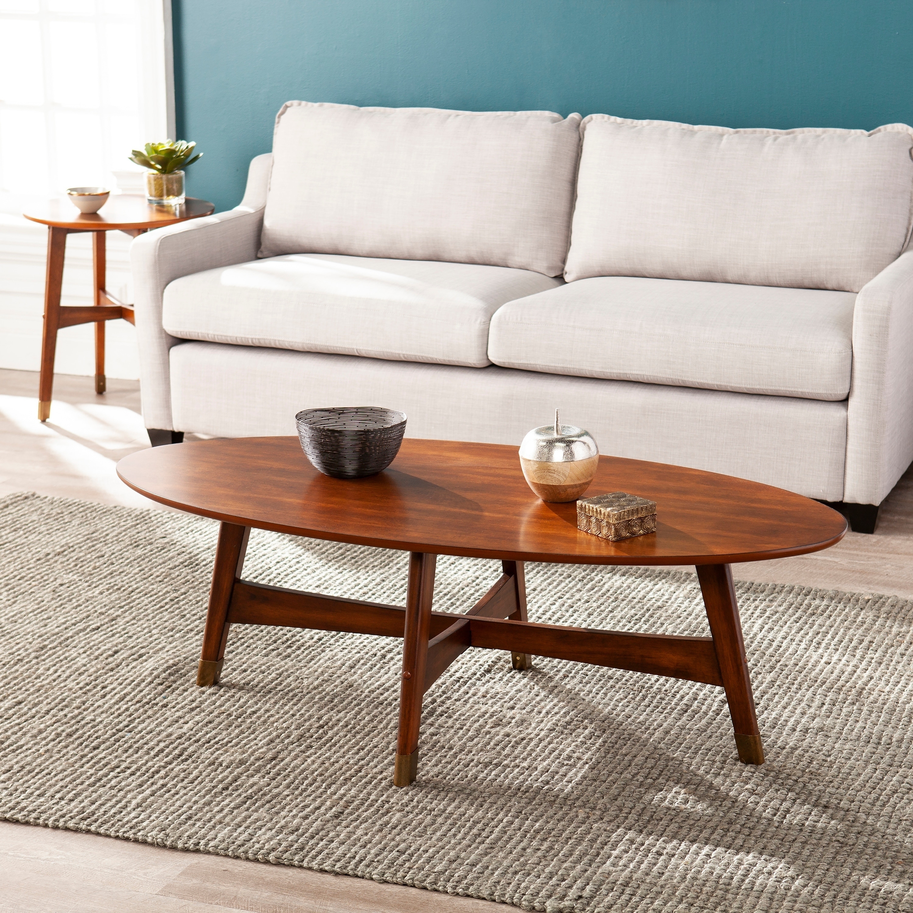 Shop Black Friday Deals On Carson Carrington Ale Oval Mid Century Modern Coffee Table Overstock 22700516 Brown