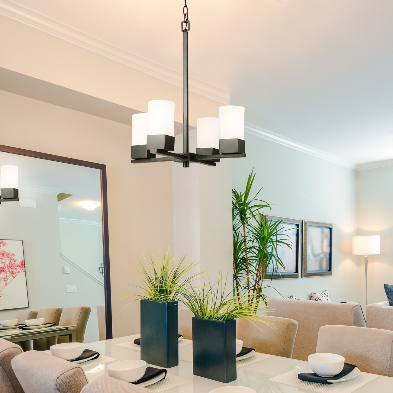 Eglo Ciara Springs 4-Light Chandelier in Brushed Nickel Bronze - Chandeliers For Bedrooms by Overstock.com