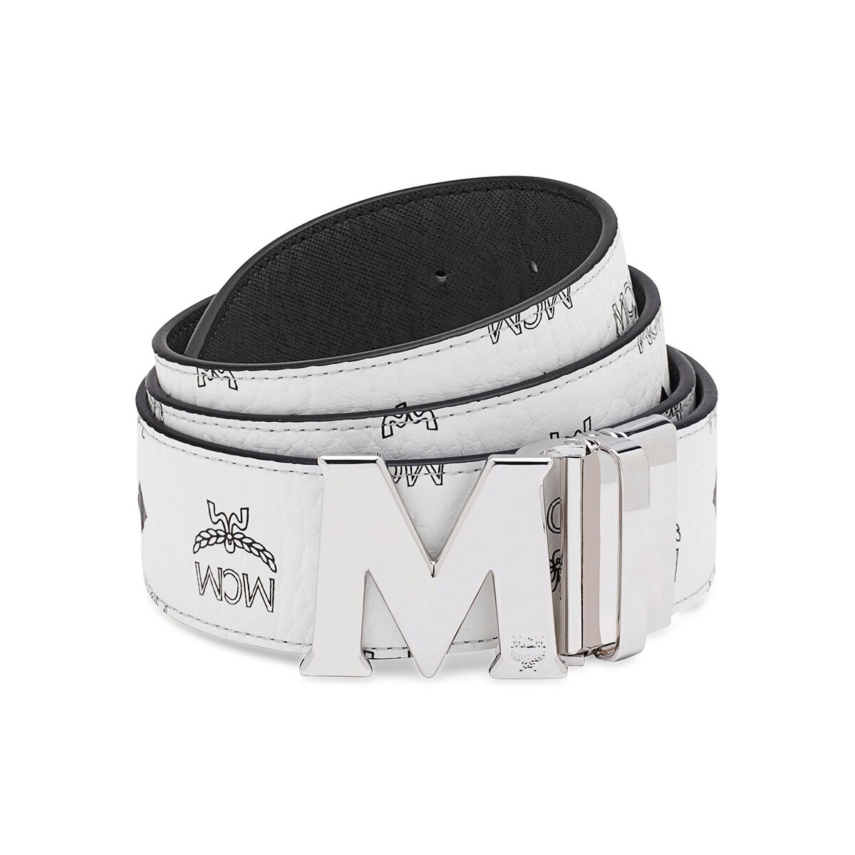 mcm belt black and silver