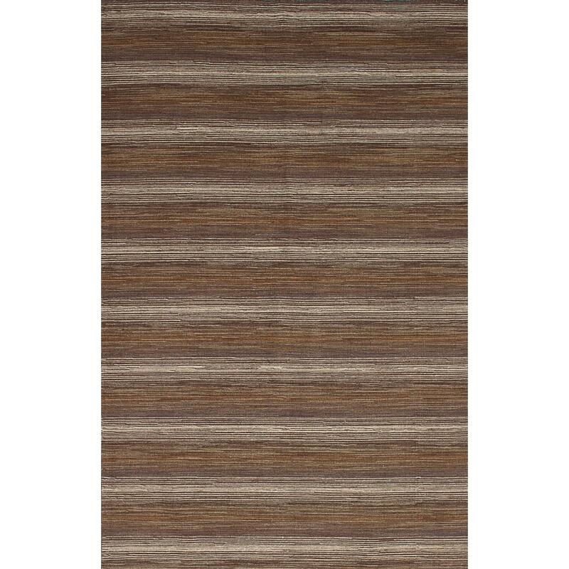Flat-weave Manhattan Blue, Red Wool Kilim - 4'11" x 7'10" - Brown