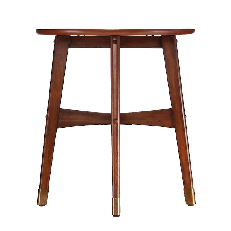 SEI Furniture Morgenstern Round Midcentury Modern Wood Side Table