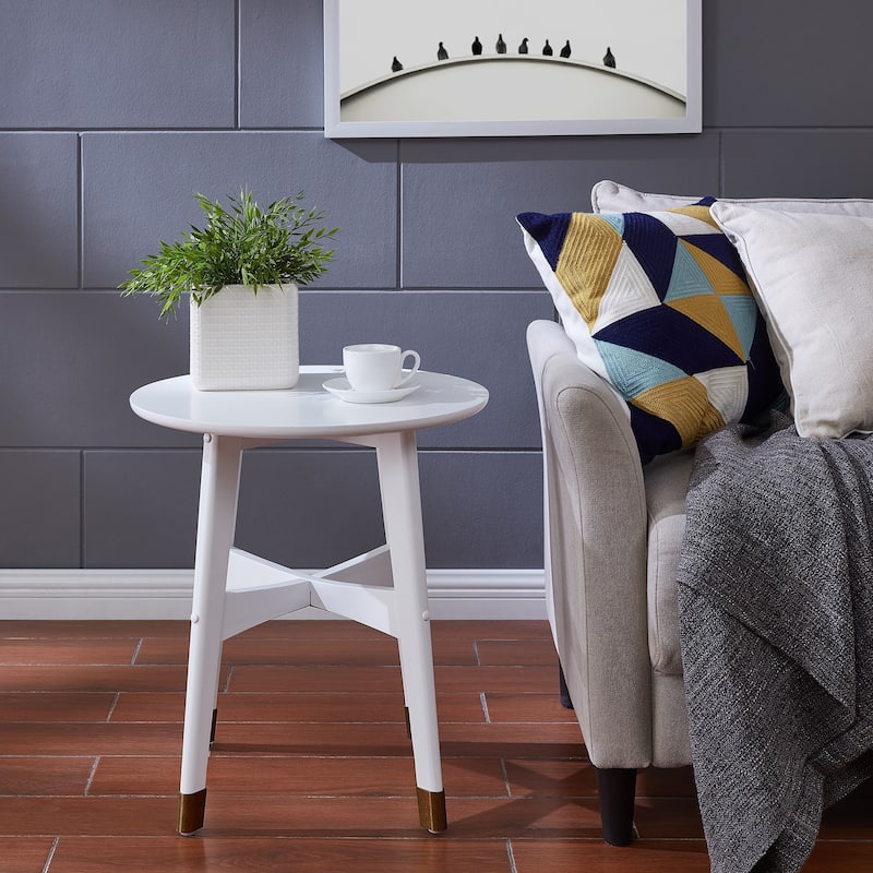 SEI Furniture Morgenstern Round Midcentury Modern Wood Side Table