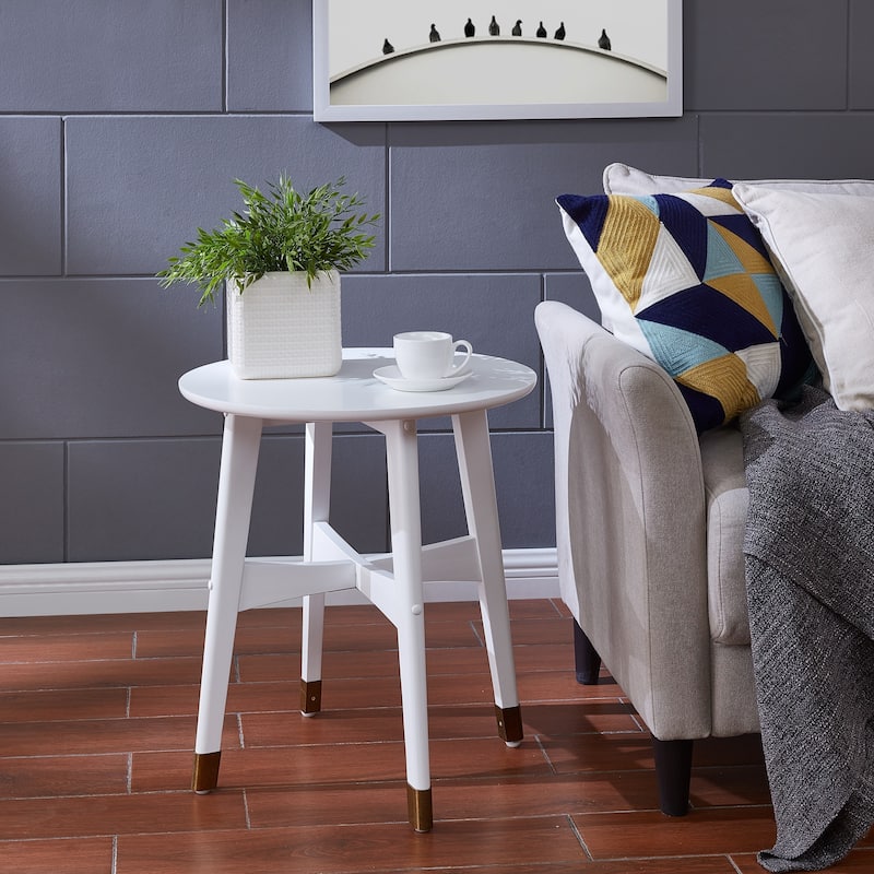 SEI Furniture Morgenstern Round Midcentury Modern Wood Side Table
