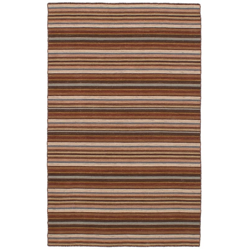 Flat-weave Manhattan Blue, Red Wool Kilim