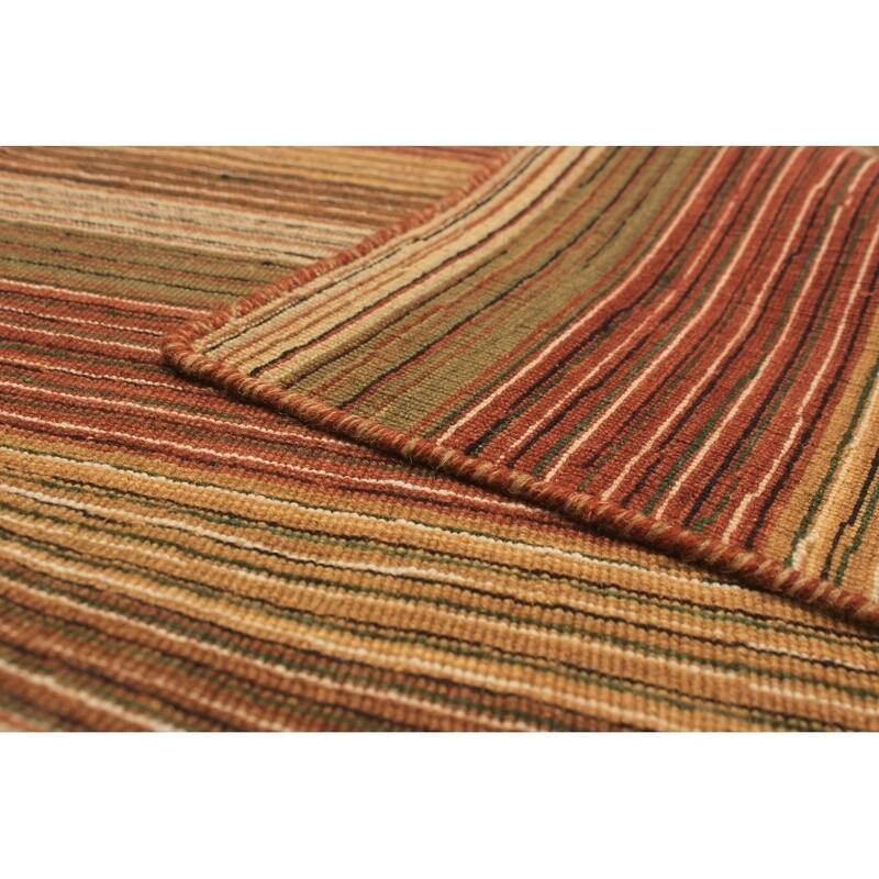 Flat-weave Manhattan Blue, Red Wool Kilim