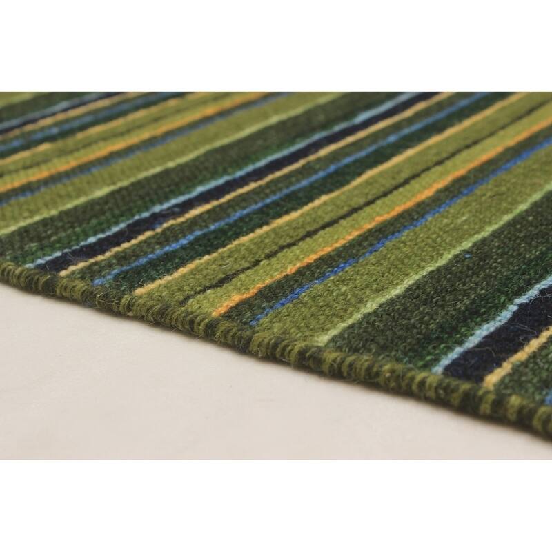 Flat-weave Manhattan Blue, Red Wool Kilim
