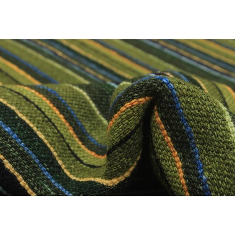 Flat-weave Manhattan Blue, Red Wool Kilim