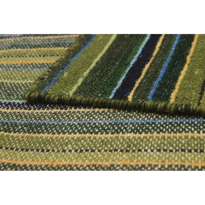Flat-weave Manhattan Blue, Red Wool Kilim