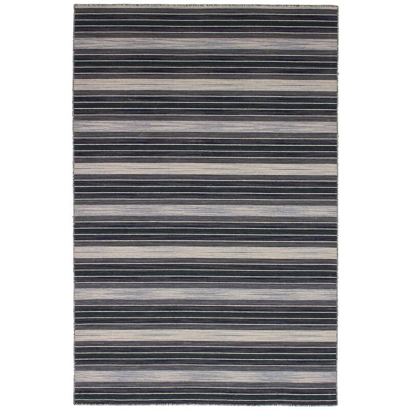 Flat-weave Manhattan Blue, Red Wool Kilim