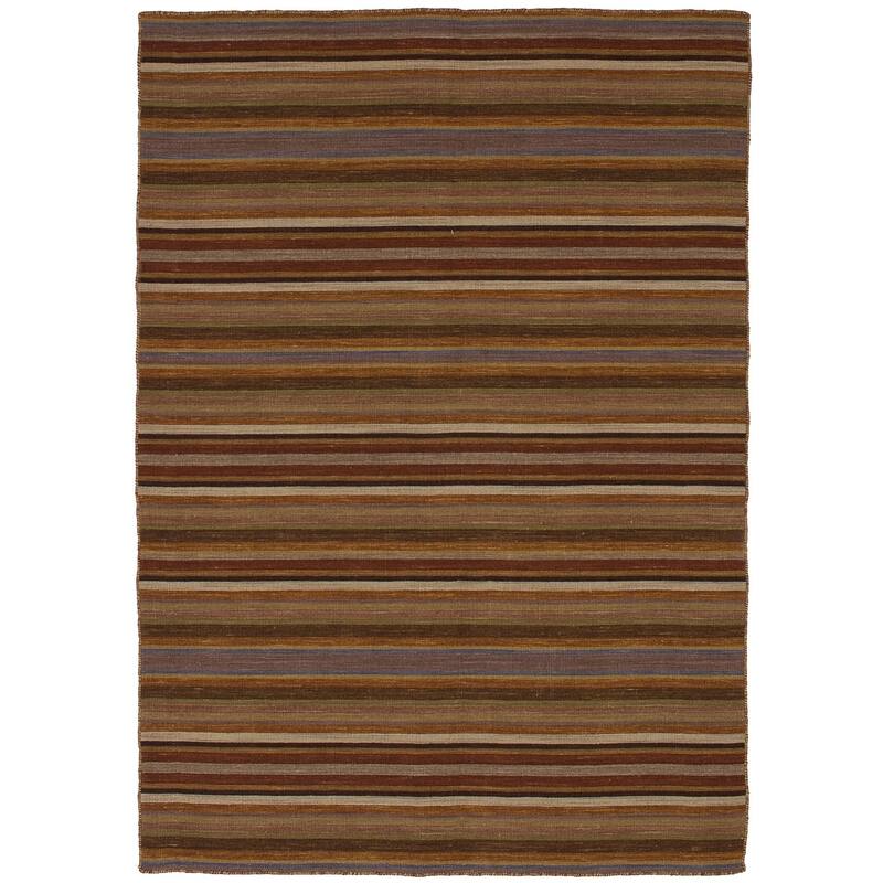 Flat-weave Manhattan Blue, Red Wool Kilim
