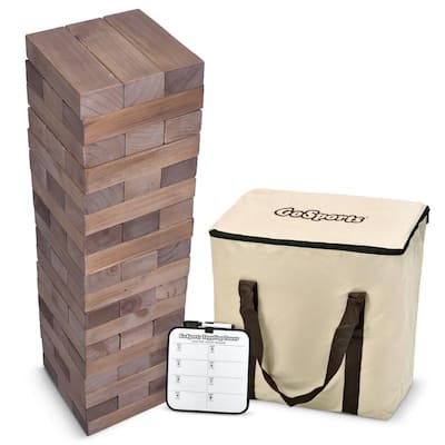 GoSports Giant Wooden Toppling Tower | Includes Bonus Rules with Gameboard | Made from Premium Brown Stained Blocks
