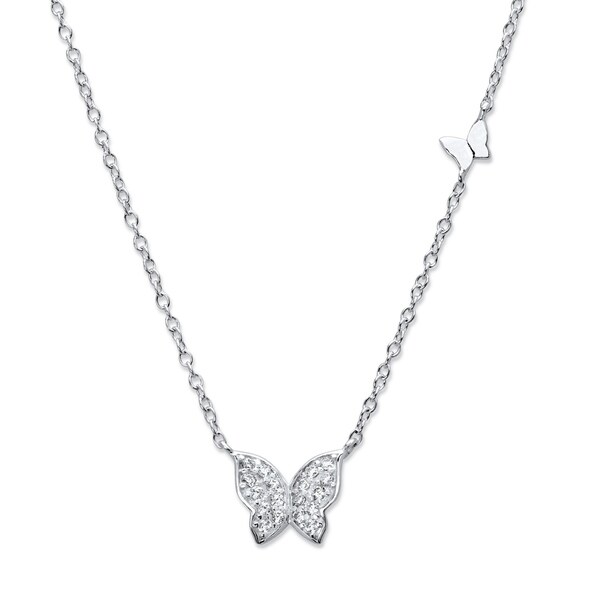 Cubic Zir 925 Sterling Silver Pendant and Chain Butterfly Necklace Gift Items
