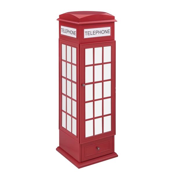 Shop Red Phone Booth Free Standing Jewelry Storage Armoire Free